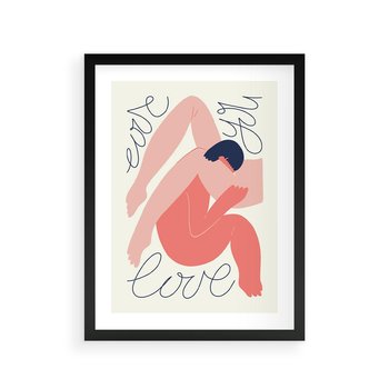 Plakat w ramie 30x40 - Dźwięk ciszy na płótnie - para zakochanych, graficzny obraz - rama czarna