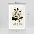 Plakat w ramie 50x70 - Podróż linii kwiatowego czasu - kwiaty, typografia - rama biała