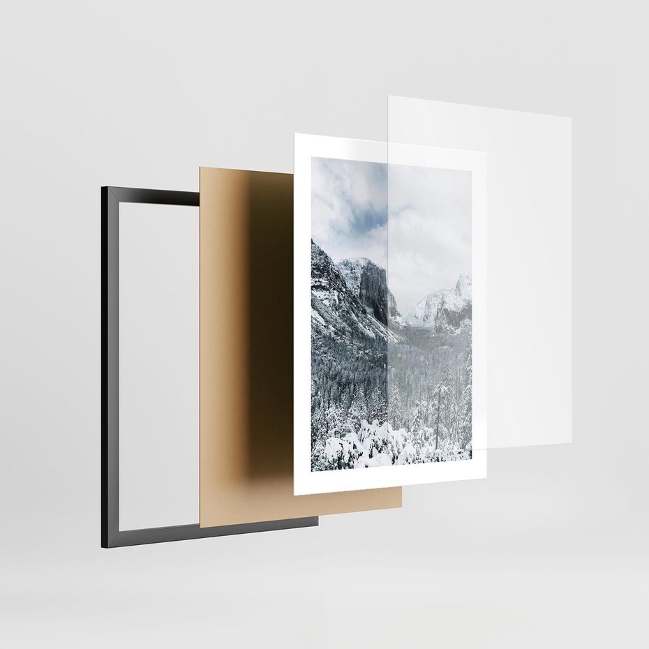Plakat w ramie 30x40 - Góry Śnieżnej Krainy - góry, szczyty - rama czarna