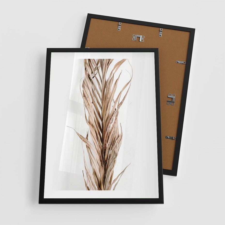 Plakat w ramie 50x70 - Minimalizm Palmowy: Sucha Uroda - sucha palma, minimalizm - rama czarna
