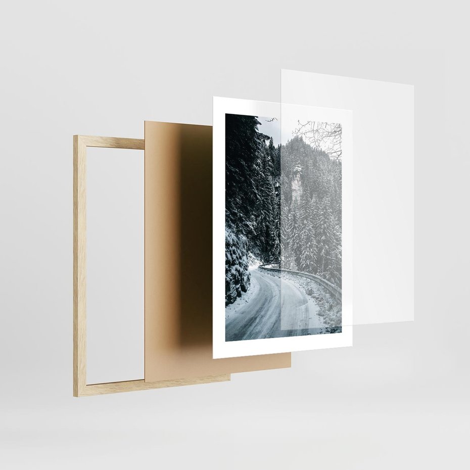 Plakat w ramie 30x40 - Zimowa Przygoda - zima w górach, droga - rama drewno