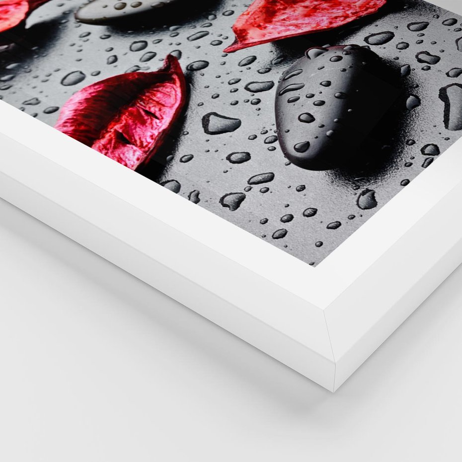 Plakat w ramie 40x50 - Spa wśród Natury - spa, kamienie - rama biała