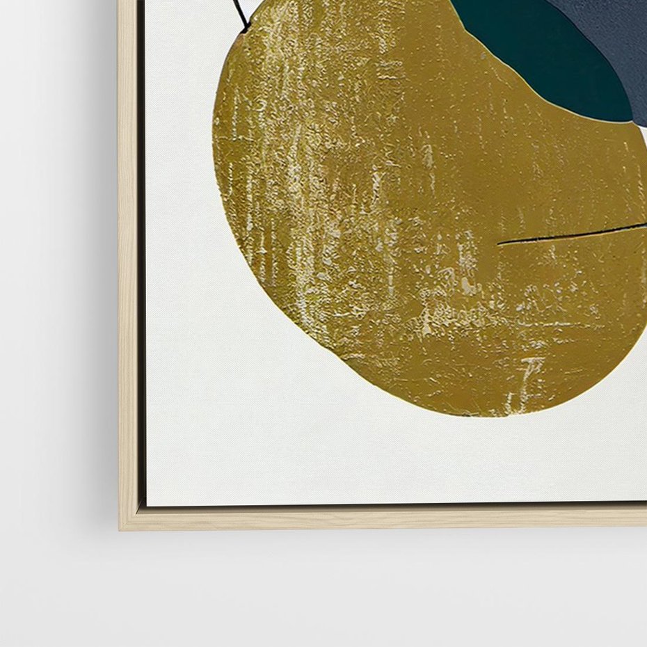 Obraz w ramie 70x50 - Złoto Granatu - abstrakcyjne plamy koloru, złoto - rama drewno