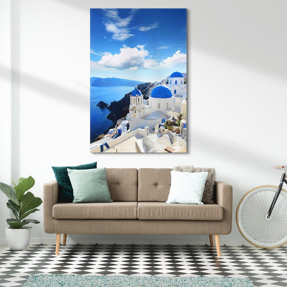 Obraz na płótnie 70x100 - Magiczne Widoki - Santorini, perspektywa