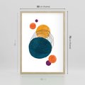 Plakat w ramie 50x70 - Kolorowe Plam z Czarnymi Liniami - kolorowe plamy, szkic - rama drewno