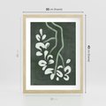 Plakat w ramie 30x40 - Rozkwitające Zielone Gałęzie - abstrakcyjne delikatne zielone linie, podobne do gałęzi kwiatów - rama drewno
