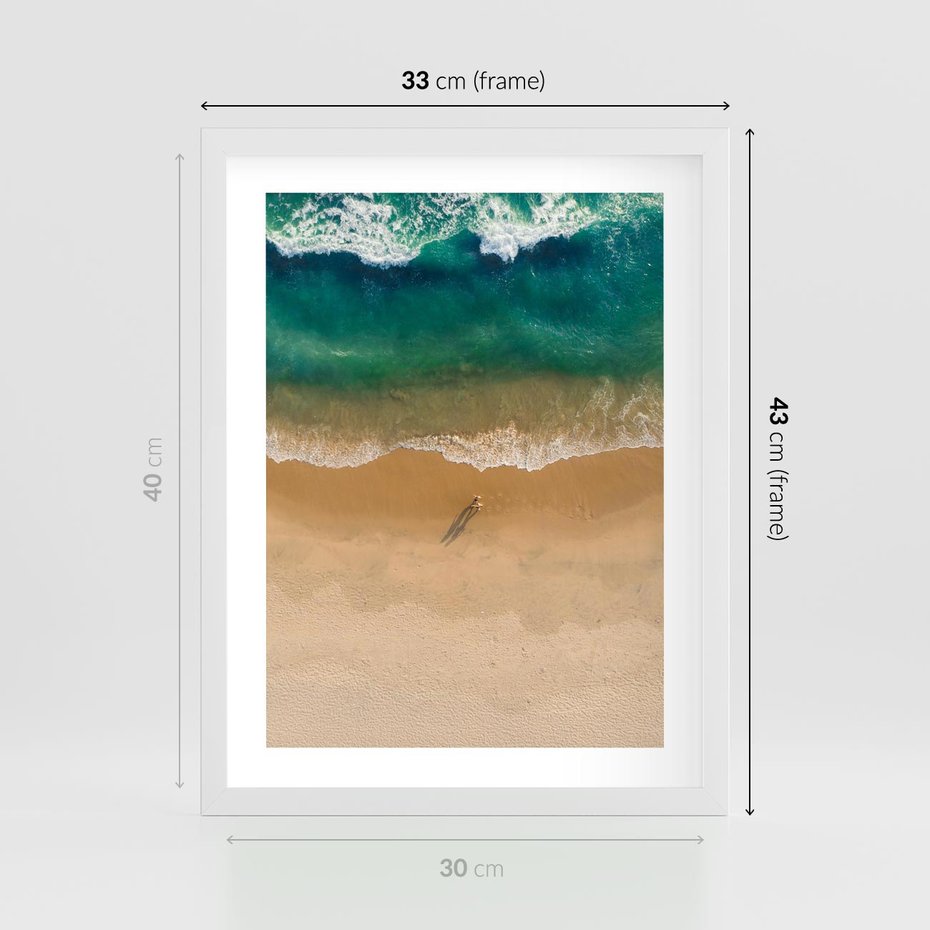 Plakat w ramie 30x40 - Oaza Relaksu - plaża, morze - rama biała