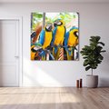 Obraz na płótnie 70x70 - Kolorowa parada papug - papuga, papugi