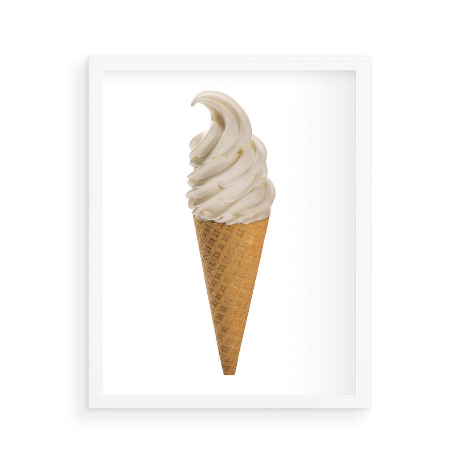 Plakat w ramie 40x50 - Rozkoszna Chłodząca Radość - lody, lód - rama biała