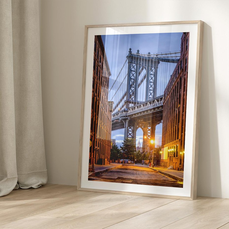 Plakat w ramie 40x50 - Most w mieście - most, miasto - rama drewno