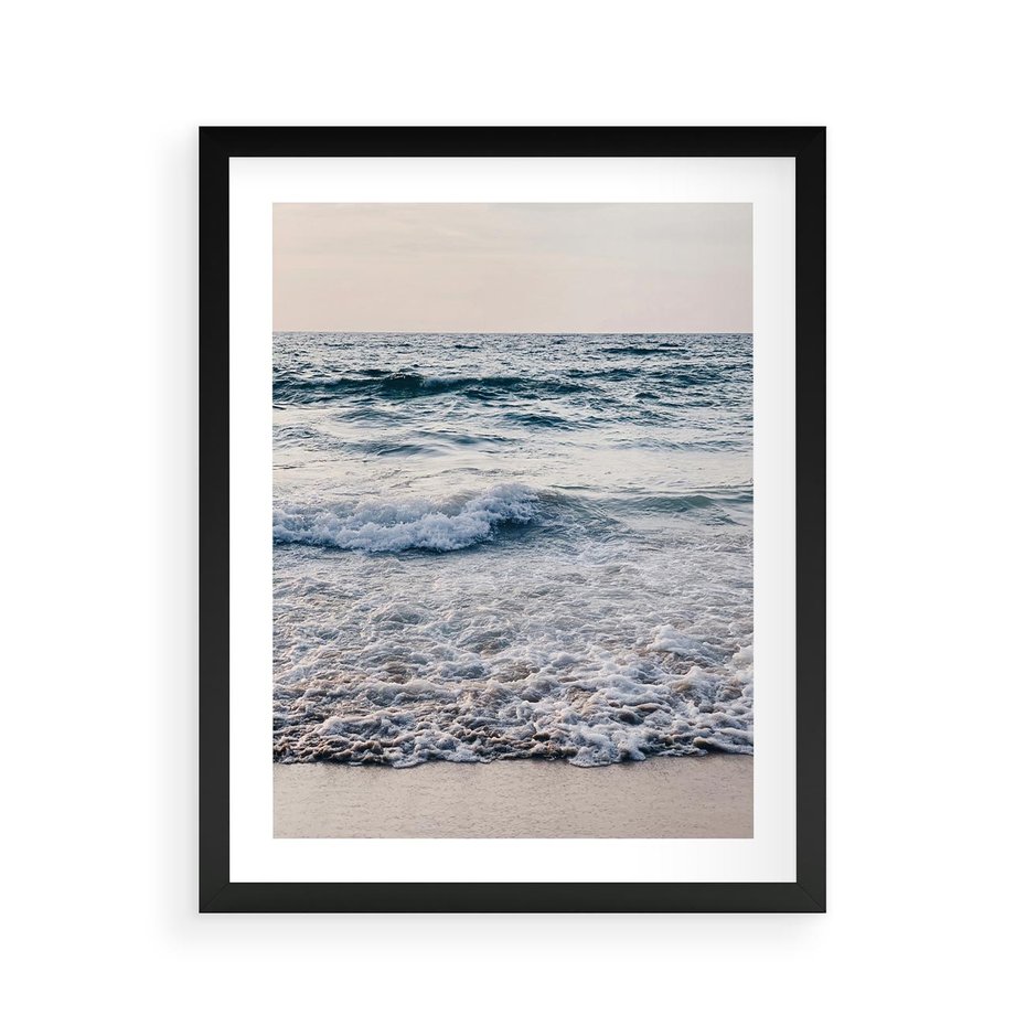 Plakat w ramie 40x50 - Malowniczy Nadmorski Krajobraz - morze, fale - rama czarna