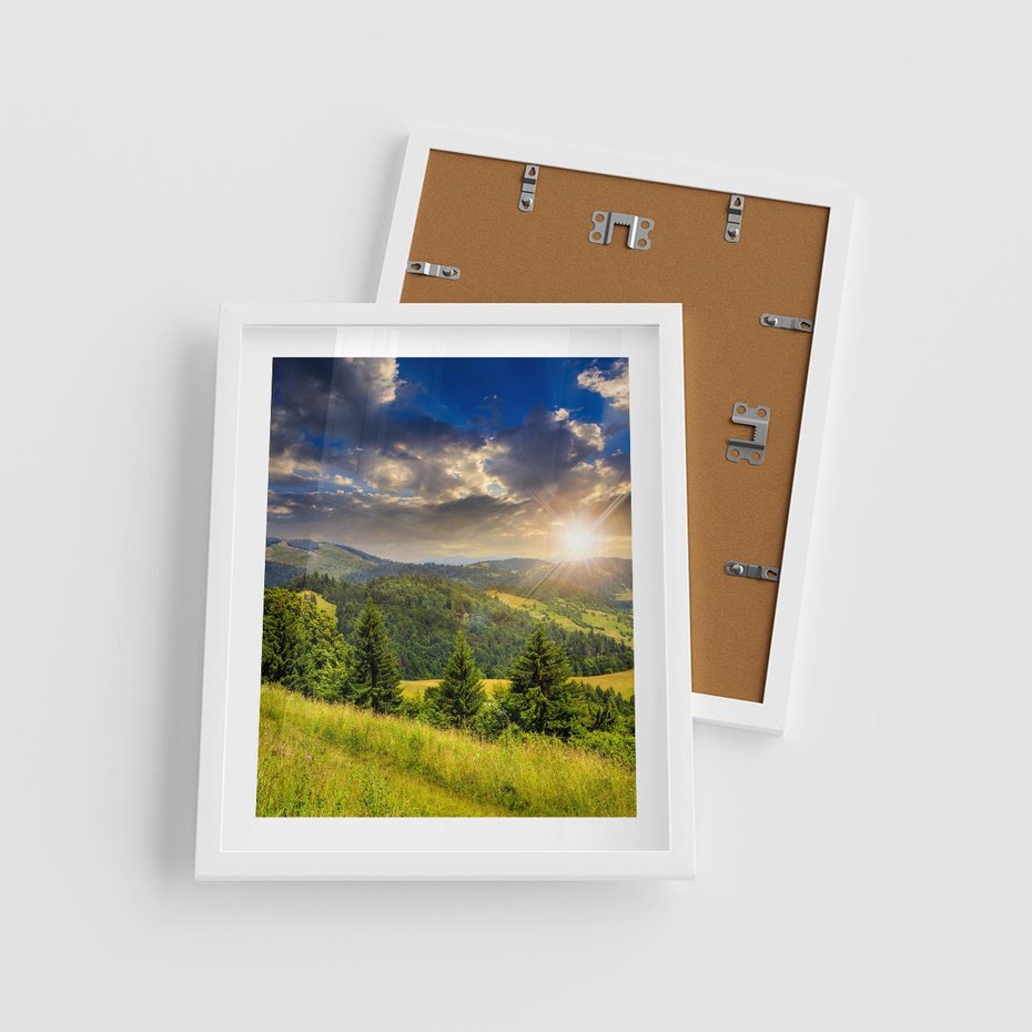 Plakat w ramie 40x50 - Pejzaż w perspektywie - pejzaż, perspektywa - rama biała