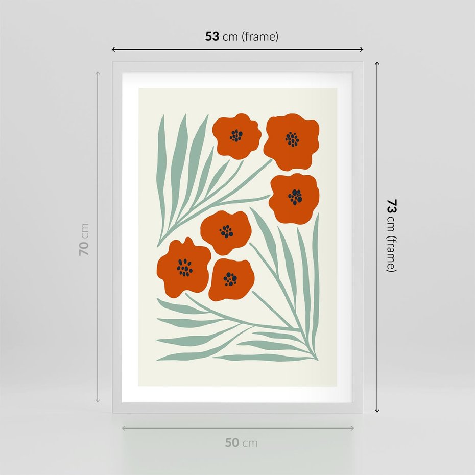 Plakat w ramie 50x70 - Makowe Odkrycie - czerwone kwiaty, maki - rama biała