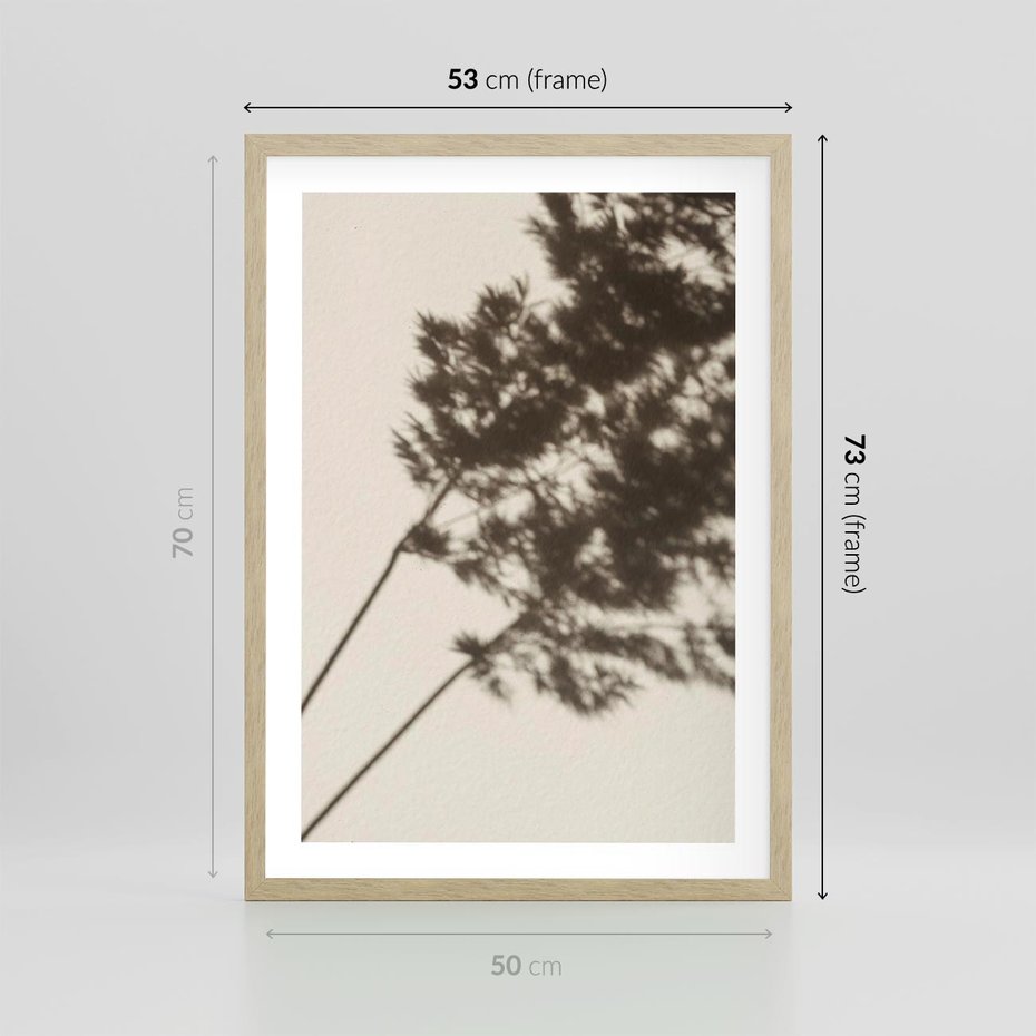 Plakat w ramie 50x70 - Tajemniczy Cień Traw - cień traw, na ścianie - rama drewno