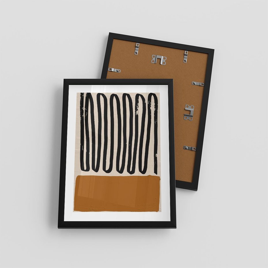 Plakat w ramie 30x40 - Boho Impulsy Kreatywności - abstrakcyjny plakat, brąz - rama czarna