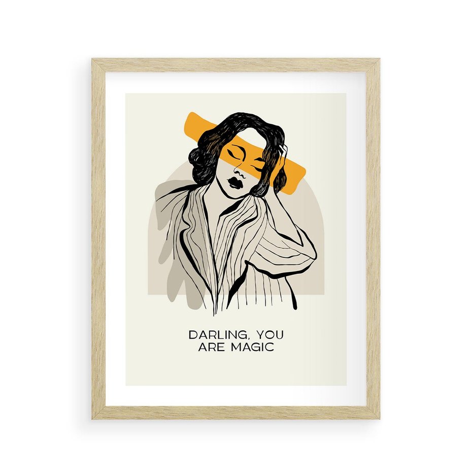 Plakat w ramie 40x50 - Sztuka Kobiecej Osobowości - nowoczesna grafika, kobieta - rama drewno