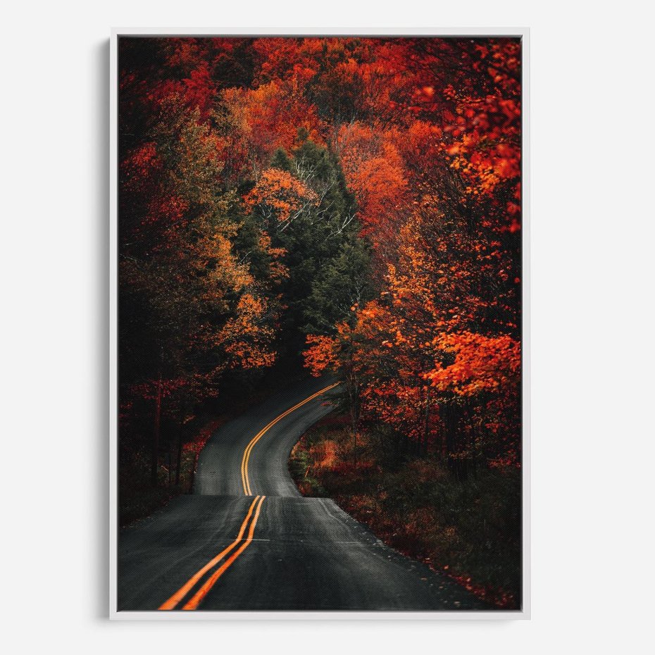 Obraz w ramie 50x70 - Jesienne Podróżowanie - fotografia, jesień - rama biała