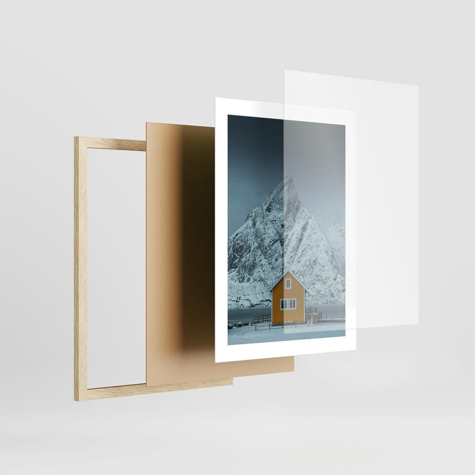 Plakat w ramie 30x40 - Urok Norweskich Domków - Skandynawia, Norwegia - rama drewno
