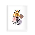 Plakat w ramie 30x40 - Migocące Bezgraniczności - abstrakcyjna sztuka, liść monstery - rama biała