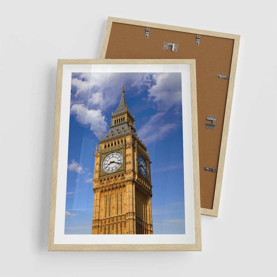 Plakat w ramie 50x70 - Czasowy Symbol - zegar, Big Ben - rama drewno