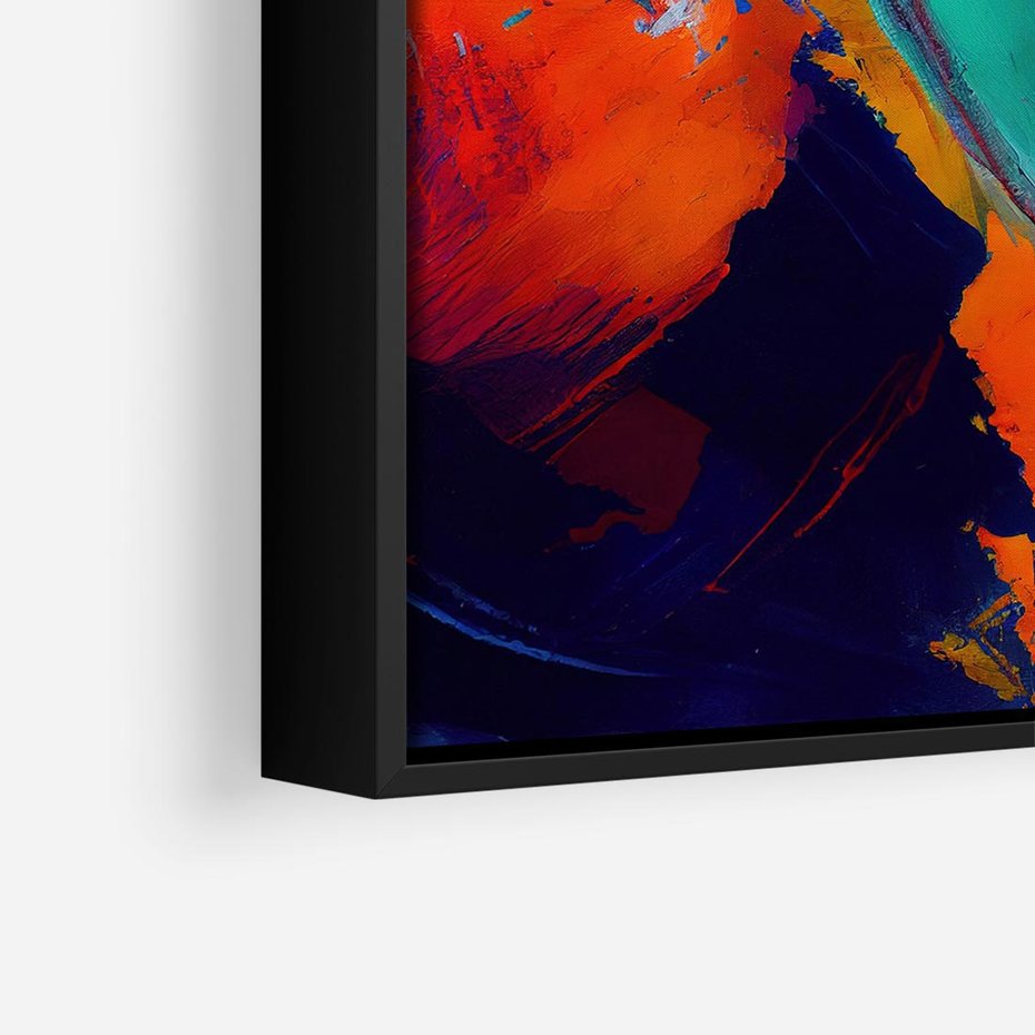 Obraz w ramie 50x50 - Abstrakcyjne wizje czasu - żywe radosne kolory, plamy kolory - rama czarna