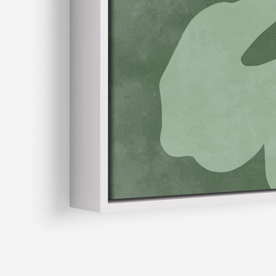 Obraz w ramie 80x80 - Kształty Zieleni - abstrakcyjny kształt, zielony plakat - rama biała