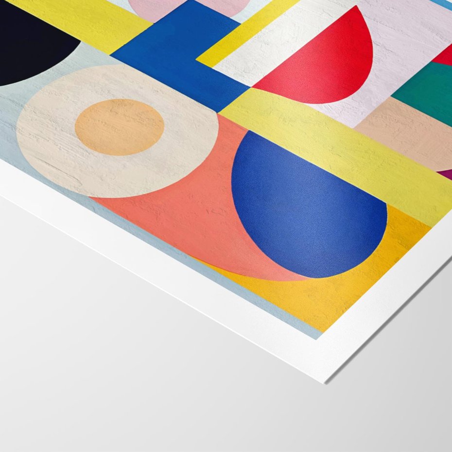 Plakat bez ramy 21x30 - Harmonia Kolorowych Impulsów - abstrakcyjne geometryczne kształty, olejny obraz