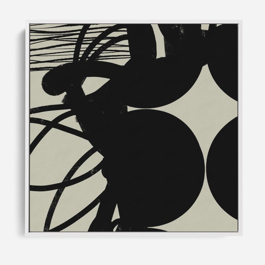 Obraz w ramie 80x80 - Modernistyczne Refleksje - abstrakcja, mroczny klimat - rama biała