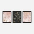 Zestaw obrazy w ramie 30x40 galeria - Marmur, złoto, róż, czerń - rama czarna