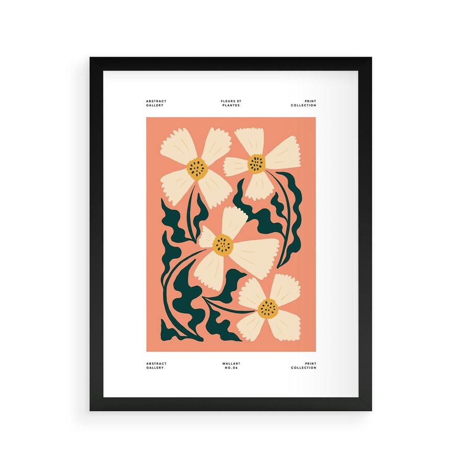 Plakat w ramie 40x50 - Refleksje w roślinnym odbiciu - kwiatowa kompozycja, minimalizm - rama czarna