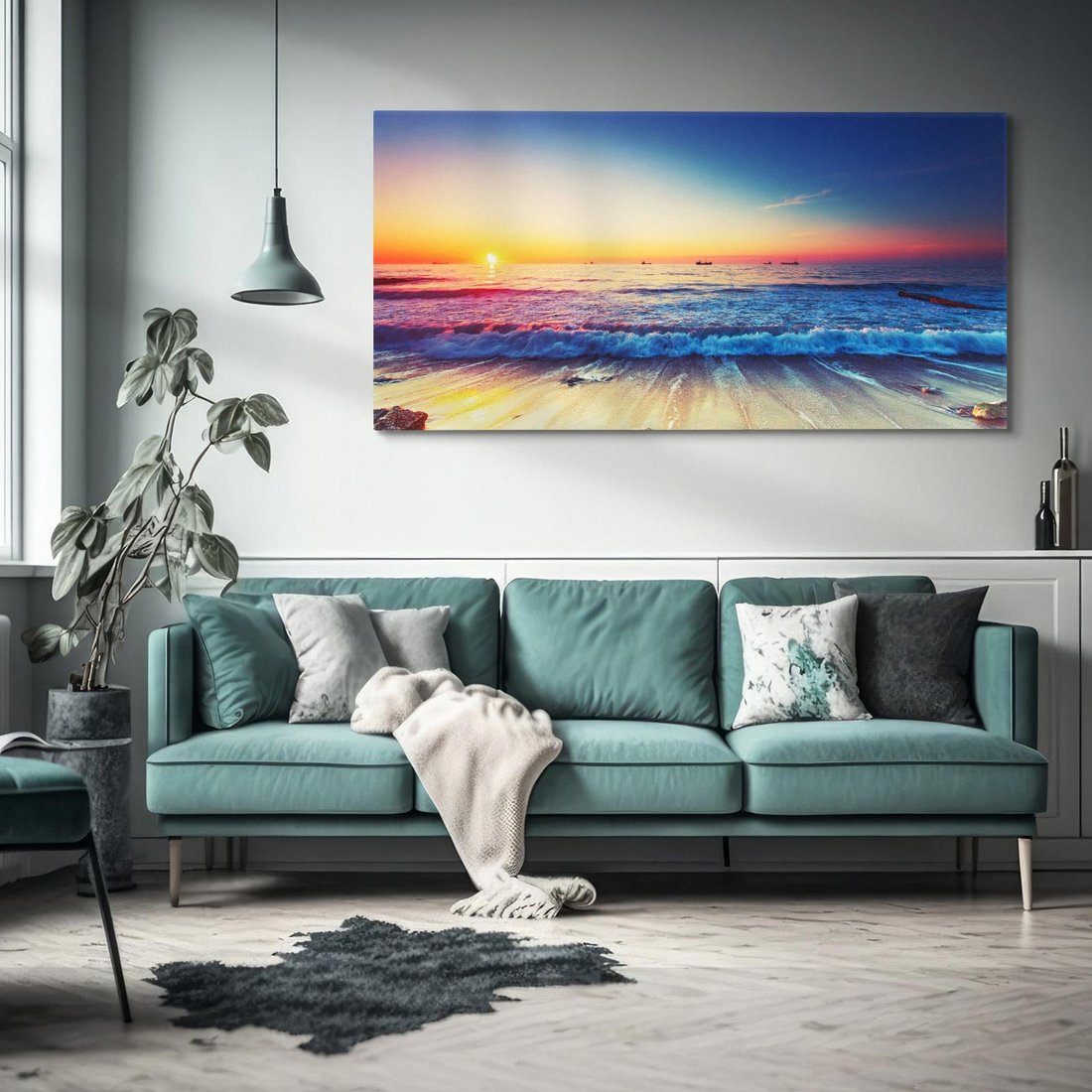 Obraz na płótnie 120x60 - Morze, plaża, statki - morze, plaża