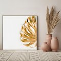 Obraz w ramie 50x50 - Przyjemność dla Oczu - złote, liście - rama drewno