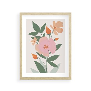 Plakat w ramie 40x50 - Kwiatowe Nastroje - kwiat, sztuka nowoczesna - rama drewno