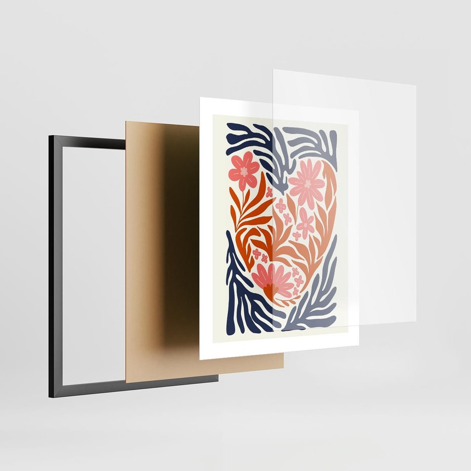 Plakat w ramie 40x50 - Kwiatami Splecione - kwiaty, nowoczesny plakat - rama czarna