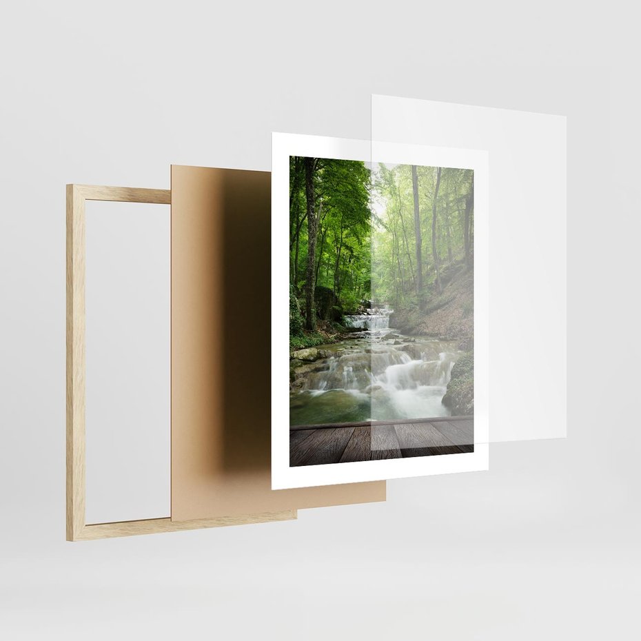 Plakat w ramie 40x50 - Plączący się strumień - rzeka, strumień - rama drewno
