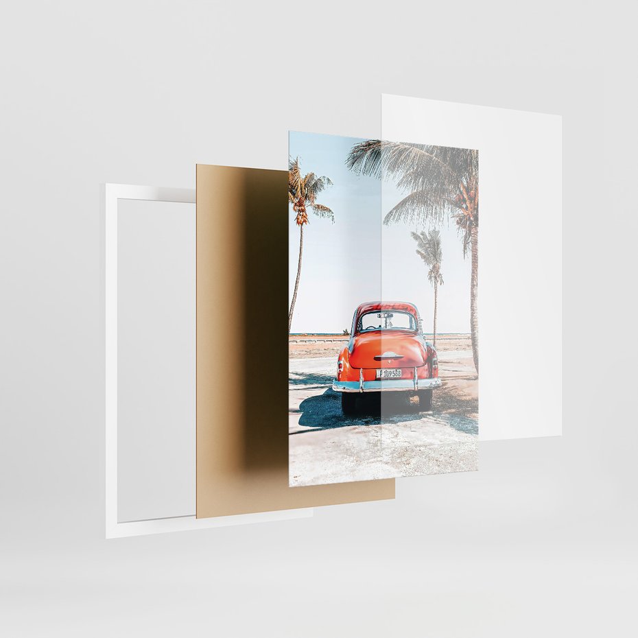 Zestaw obrazy w ramie 40x50 galeria - Pozytywny, cytat, lato, palmy - rama biała