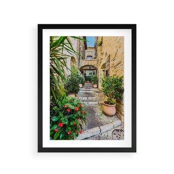 Plakat w ramie 30x40 - Perspektywa uliczki malownicza - uliczka, perspektywa - rama czarna