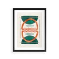 Plakat w ramie 30x40 - Oryginalny obraz abstrakcyjny w nowoczesnym stylu. Geometryczne akwarelowe kształty w intensywnych odcieniach zieleni i pomarańczu. Doskonała dekoracja dla miłośników sztuki. - abstrakcyjny obraz, sztuka nowoczesna - rama czarna