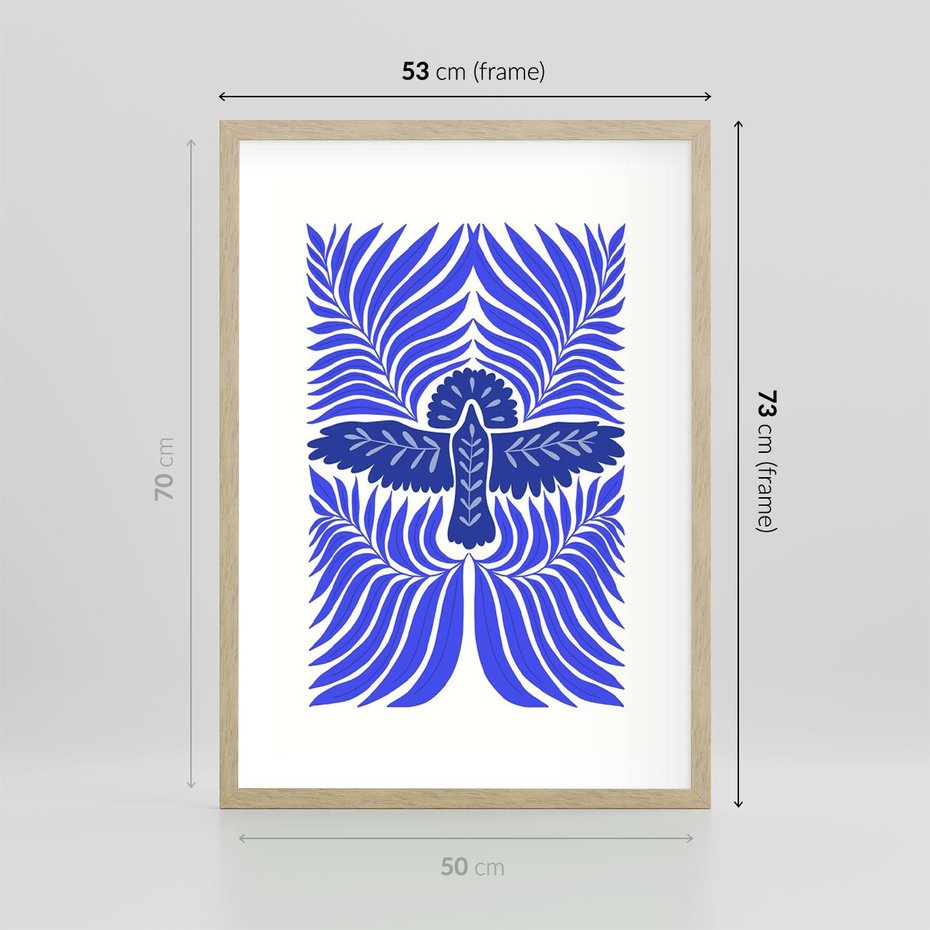 Plakat w ramie 50x70 - Etniczne Rekwizyty - etniczne roślinne wzory, granat - rama drewno