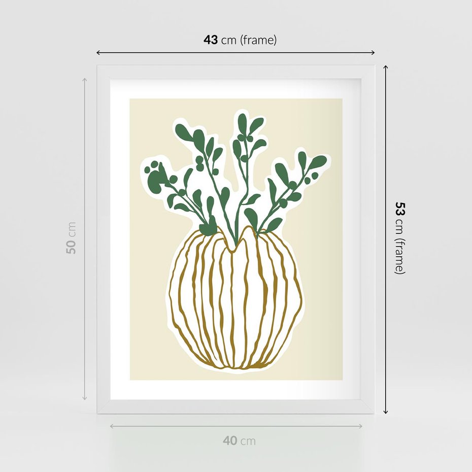 Plakat w ramie 40x50 - Przenikające Formy - abstrakcyjny plakat, kwiaty - rama biała