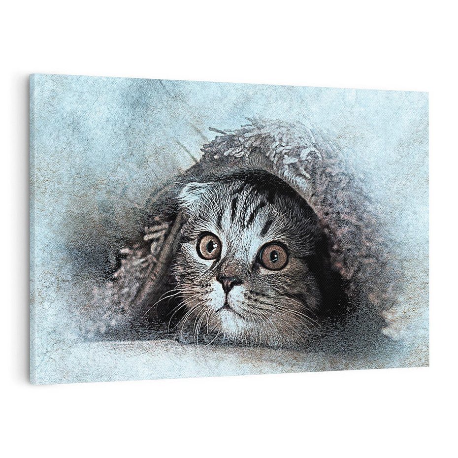 Obraz na płótnie 100x70 - Kot w abstrakcyjnym otoczeniu - kot, sztuka