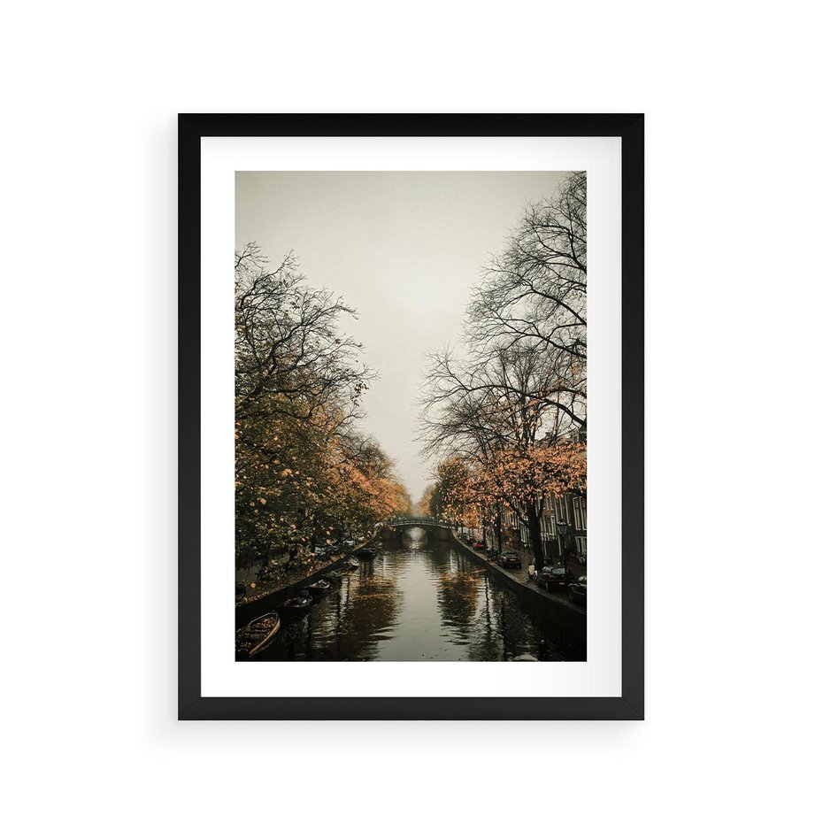 Plakat w ramie 30x40 - Jesienne Spacerki po Holenderskich Kanałach - kanały, Holandia - rama czarna