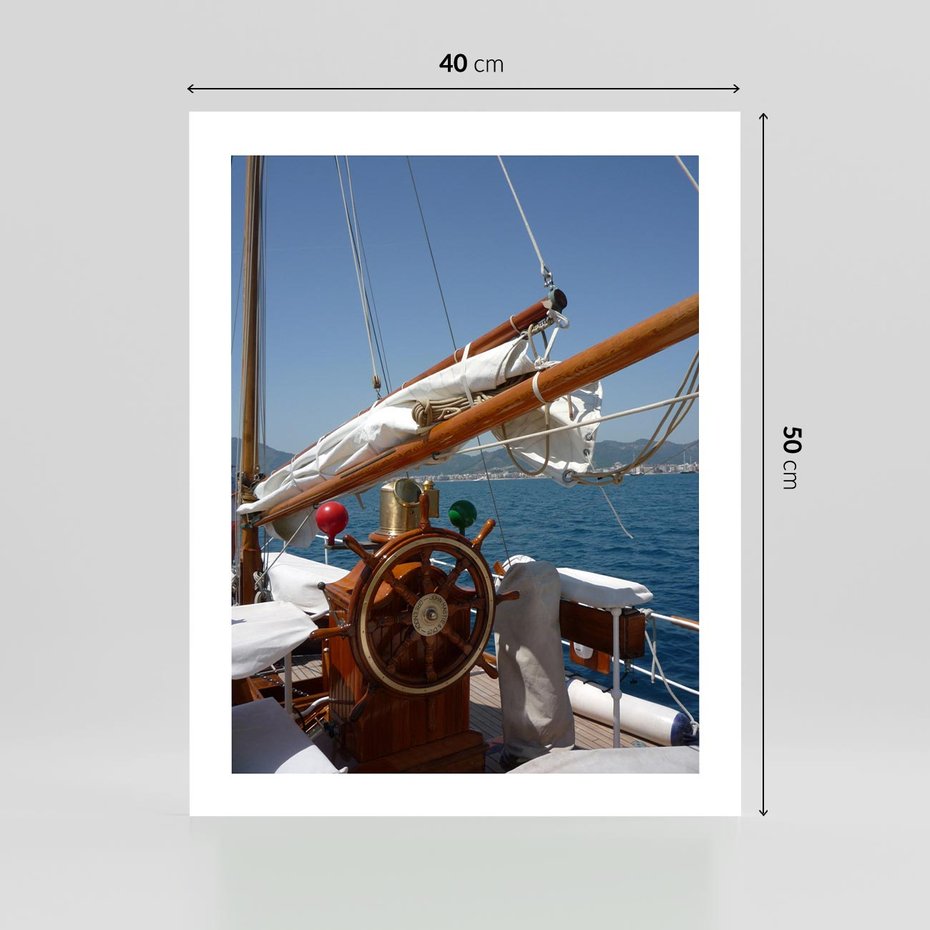 Plakat bez ramy 40x50 - Podróż Morska - statek, ster