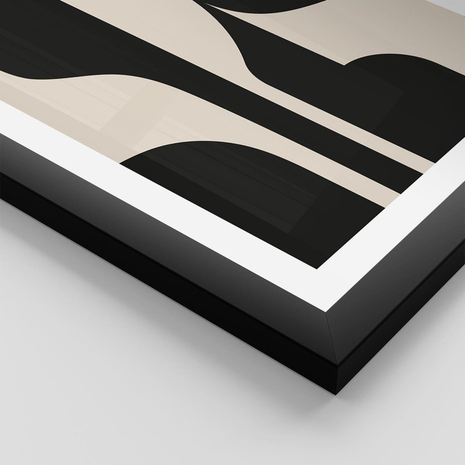 Plakat w ramie 50x70 - Abstrakcyjne Linie - boho plakat, rycina - rama czarna