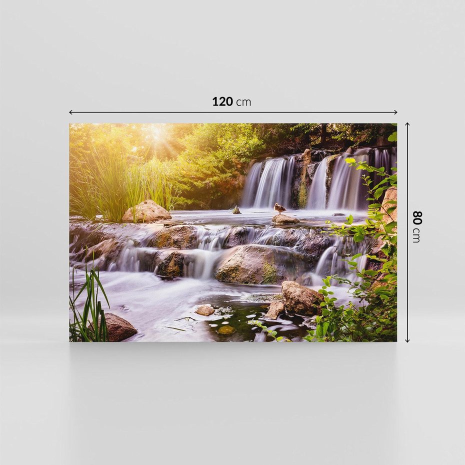 Obraz na płótnie 120x80 - Moc Natury - wodospad, rzeka