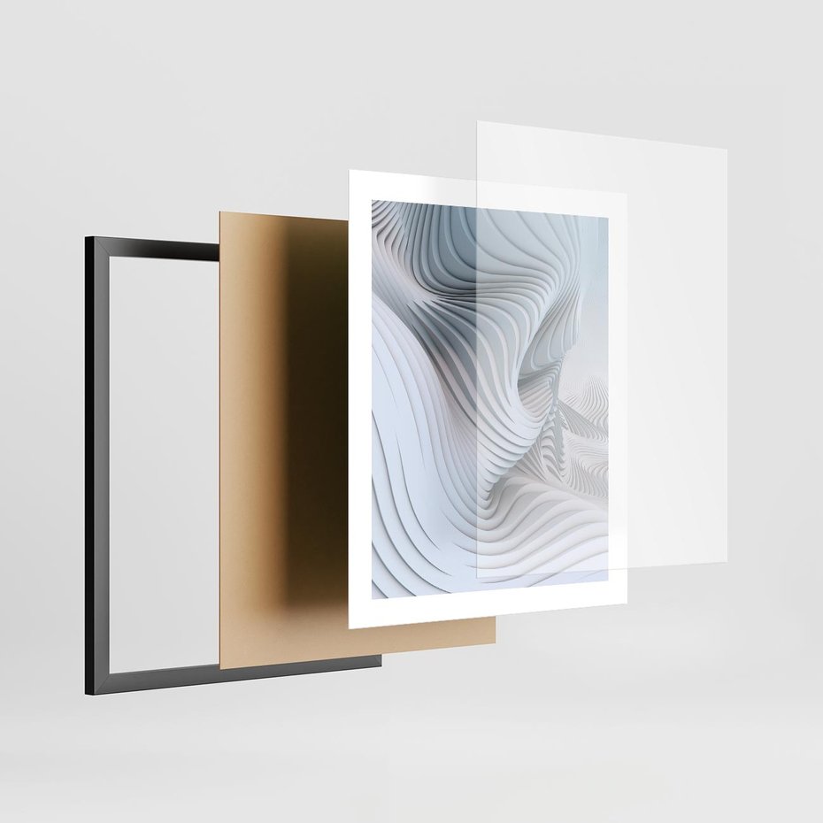 Plakat w ramie 40x50 - Abstrakcyjne Przestrzenie - geometria, 3D - rama czarna