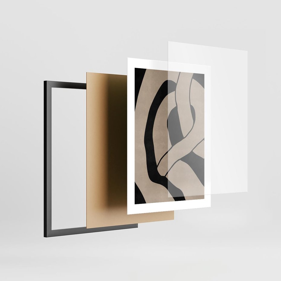 Plakat w ramie 30x40 - Obce Wariacje - abstrakcyjne linie, mroczny plakat - rama czarna