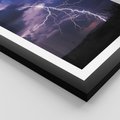 Plakat w ramie 50x70 - Burza z błyskawicami nad horyzontem - burza, błyskawica - rama czarna