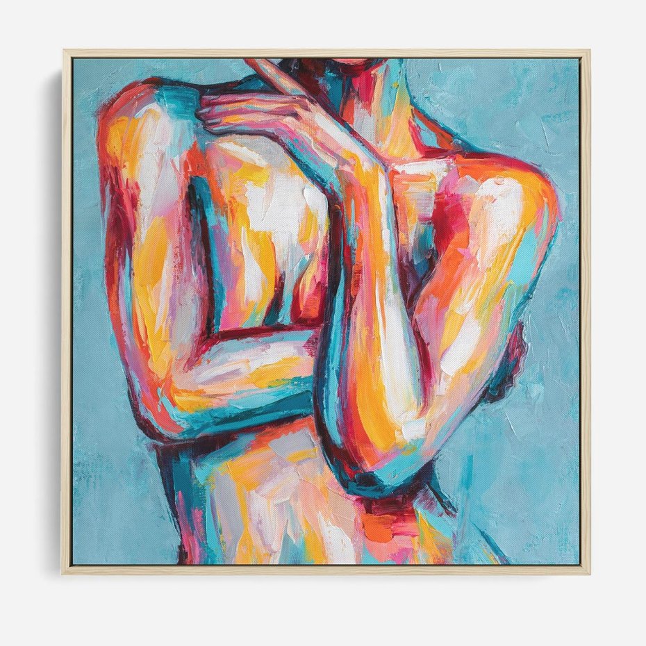 Obraz w ramie 80x80 - Nagie Natchnienie - obraz olejny, naga kobieta - rama drewno