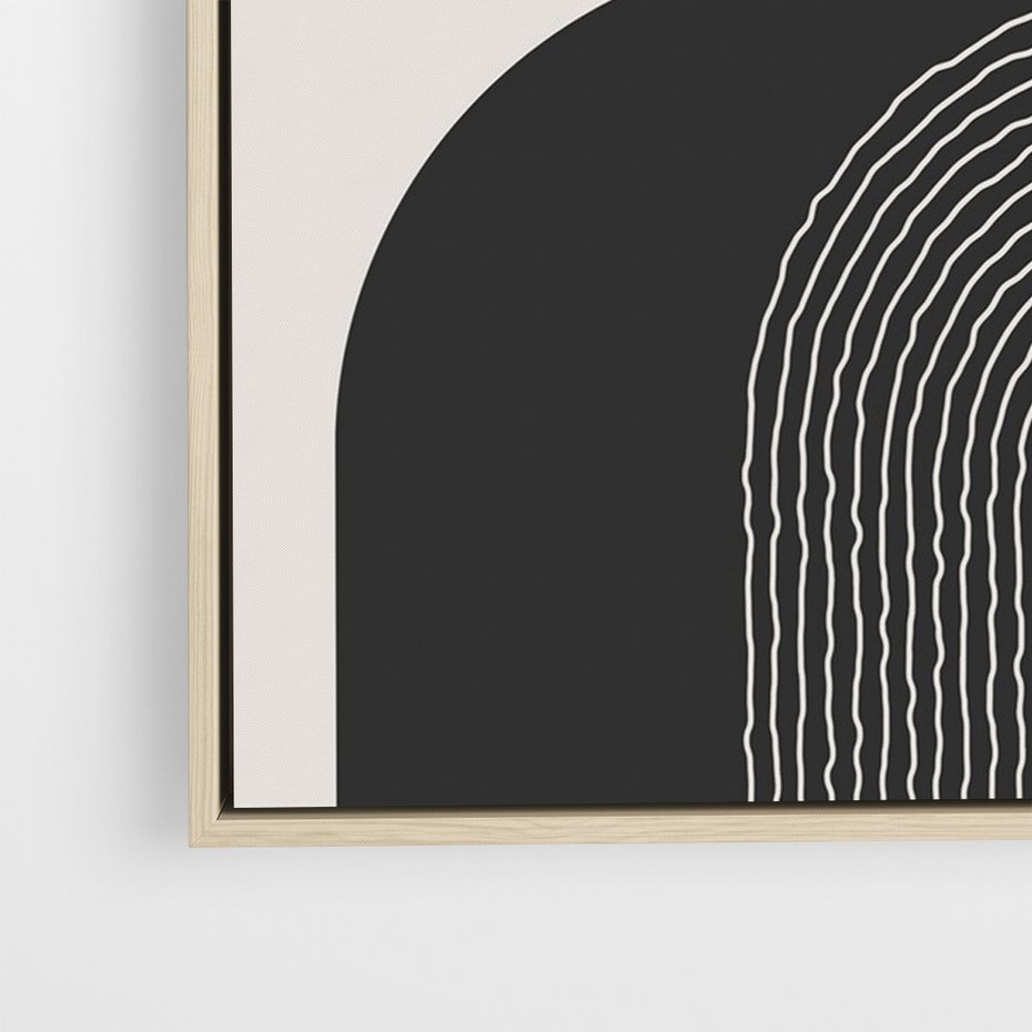 Obraz w ramie 50x70 - Przenikająca Rzeczywistość - abstrakcyjna kompozycja, okręgi i półokręgi - rama drewno
